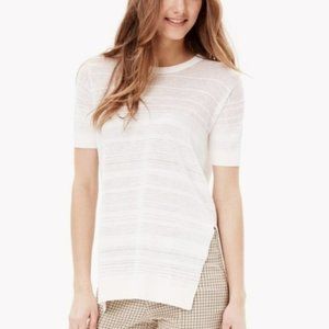 NWT Theory Ivory Knit Variegated Stripe Short Sleeve Sweater